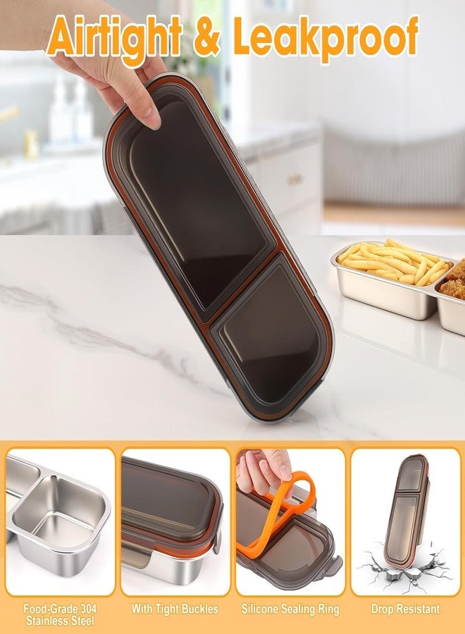 KitchEase Stainless Steel Insulated Airtight BPA Free Food Grade Lunch Box Unbreakable Lid, Snacks Tiffin Ideal for Kids, Adults (700ML, 2 Compartment, Black Lid) - Image 2
